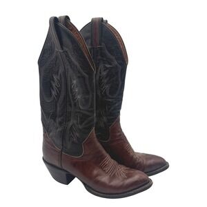 The Sanders Mens‎ 9.5 D Brown Black Leather Western Cowboy Boots 3309 Mexico